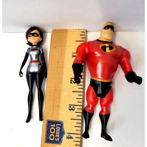 Disney Pixar Incredibles Mr Incredible & Elastigirl Action Figures Jakks Set Lot - Picture 9 of 9